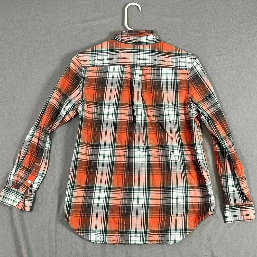 Ralph Lauren Button-Down Boys L 14-16 Plaid Orange Black White EUC